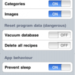iRecipeBook settings